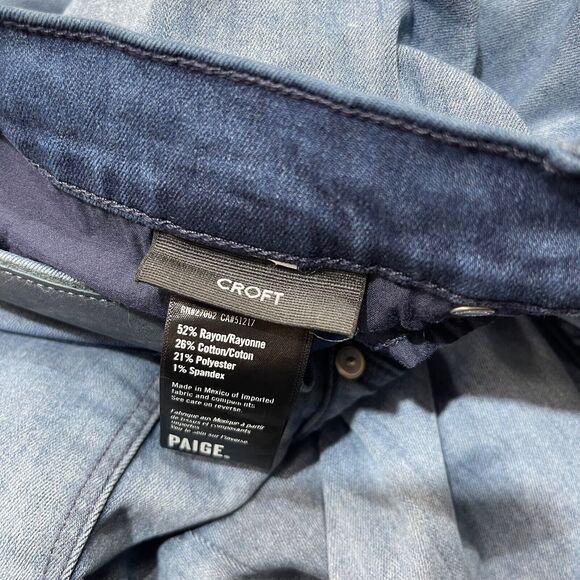 Paige Jeans Men 38 Blue Croft Lionel Skinny Transcend Washed Denim Stretch 38x32 - Picture 7 of 16